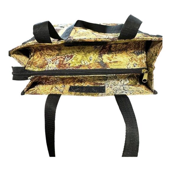 Vintage Large Tapestry Cat Print Tote Bag With Zipper & Handles Shopping Bag - Picture 9 of 10